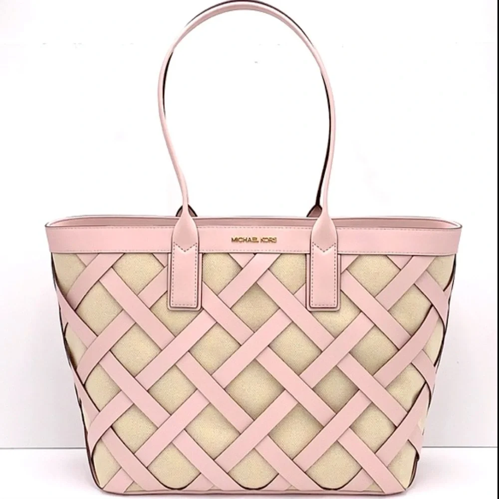 MICHAEL KORS SIENNA Large Tote Shoulder BAG In POWDER BLUSH Leather Canvas